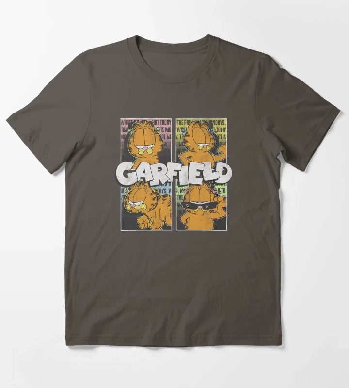 Garfield Many Moods Street Grid T-Shirt Dark Grey