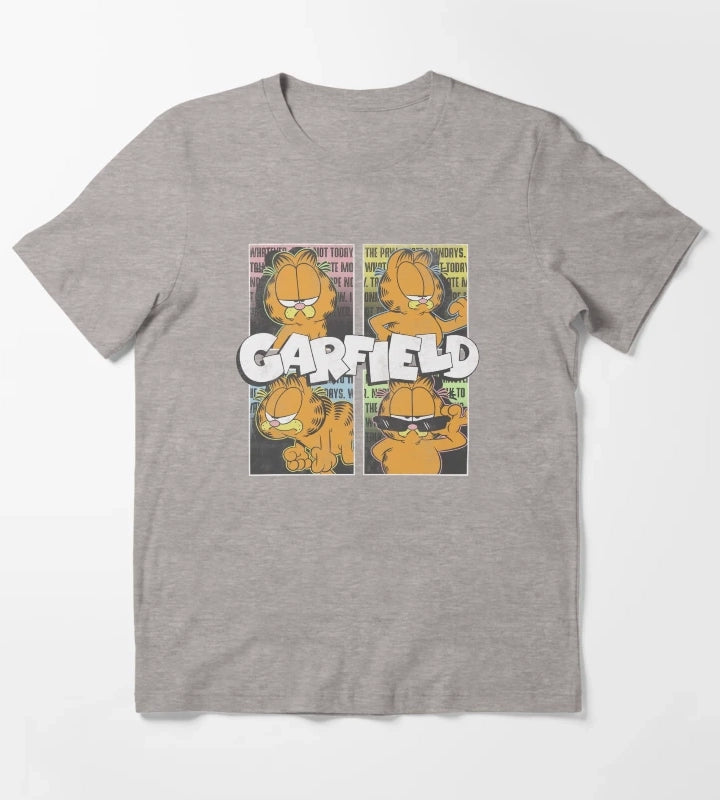 Garfield Many Moods Street Grid T-Shirt Heather Grey