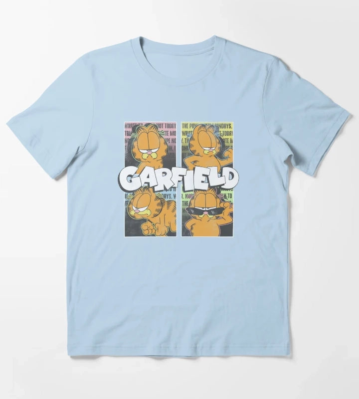 Garfield Many Moods Street Grid T-Shirt Sky Blue