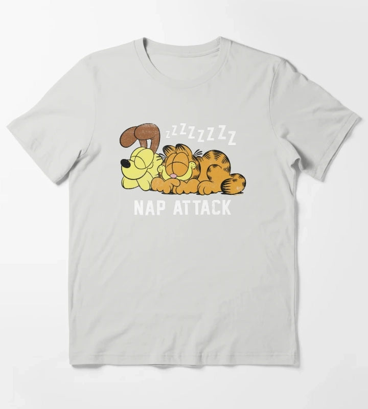 Garfield Odie Garfield Nap Attack Zzzz T-Shirt Light Grey