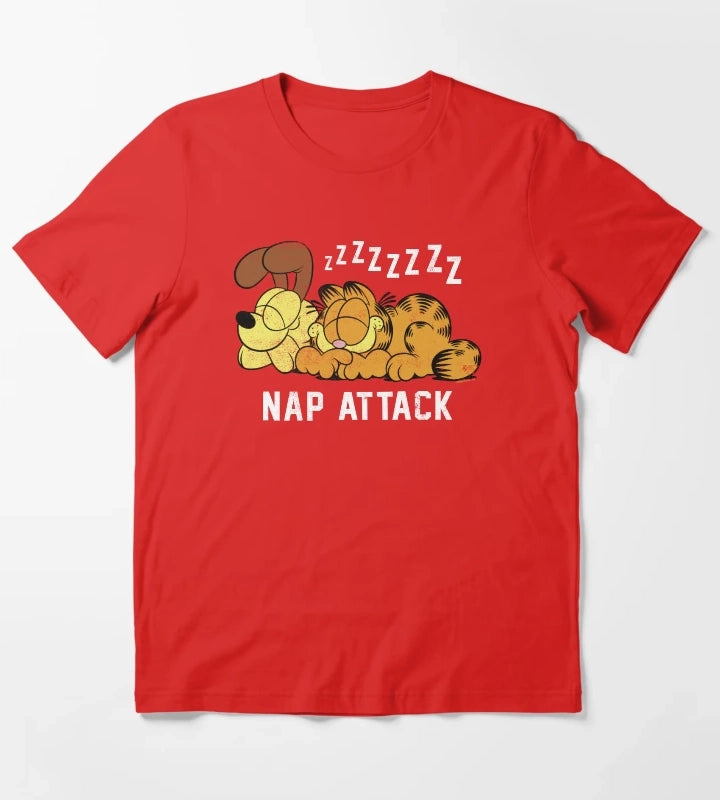 Garfield Odie Garfield Nap Attack Zzzz T-Shirt Red