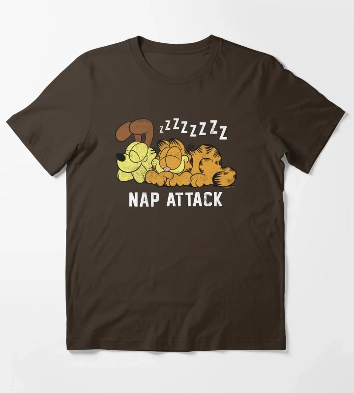 Garfield Odie Garfield Nap Attack Zzzz T-Shirt Brown