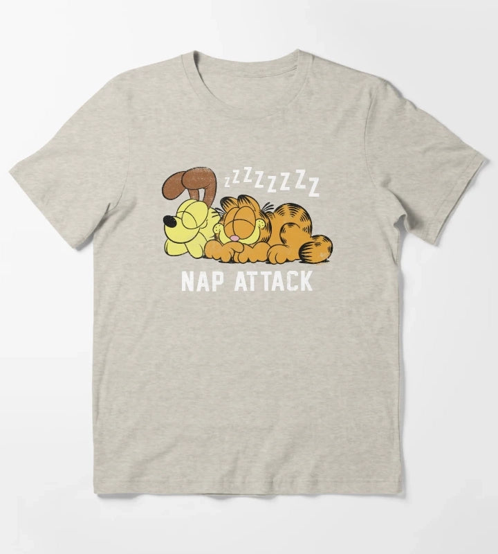 Garfield Odie Garfield Nap Attack Zzzz T-Shirt Cream