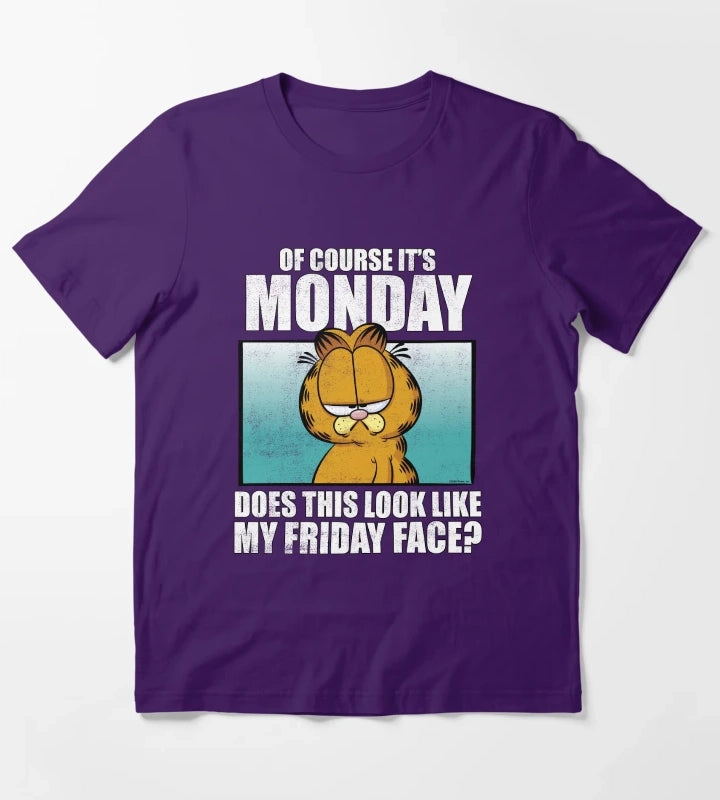 Garfield Of Course Its MondayFriday Face T-Shirt Purple
