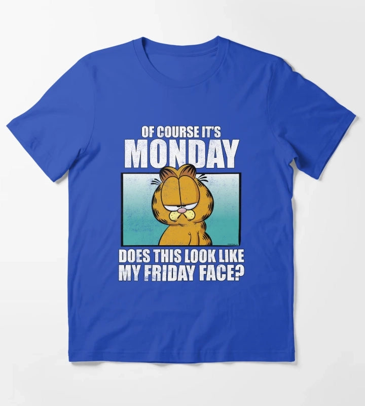 Garfield Of Course Its MondayFriday Face T-Shirt Blue