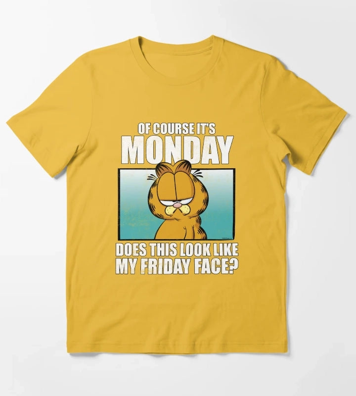 Garfield Of Course Its MondayFriday Face T-Shirt Yellow