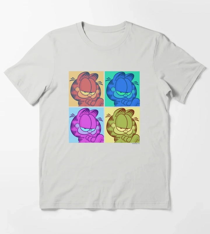 Garfield Pop Color 4 Grid T-Shirt Light Grey