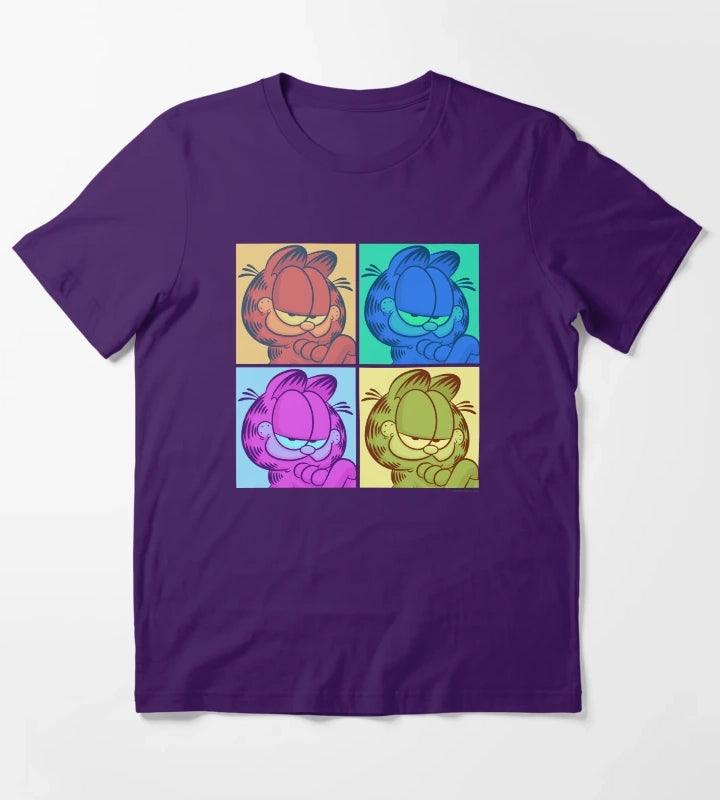 Garfield Pop Color 4 Grid T-Shirt Purple