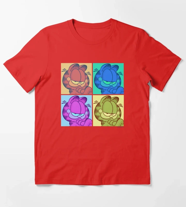 Garfield Pop Color 4 Grid T-Shirt Red