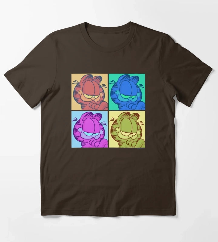 Garfield Pop Color 4 Grid T-Shirt Brown