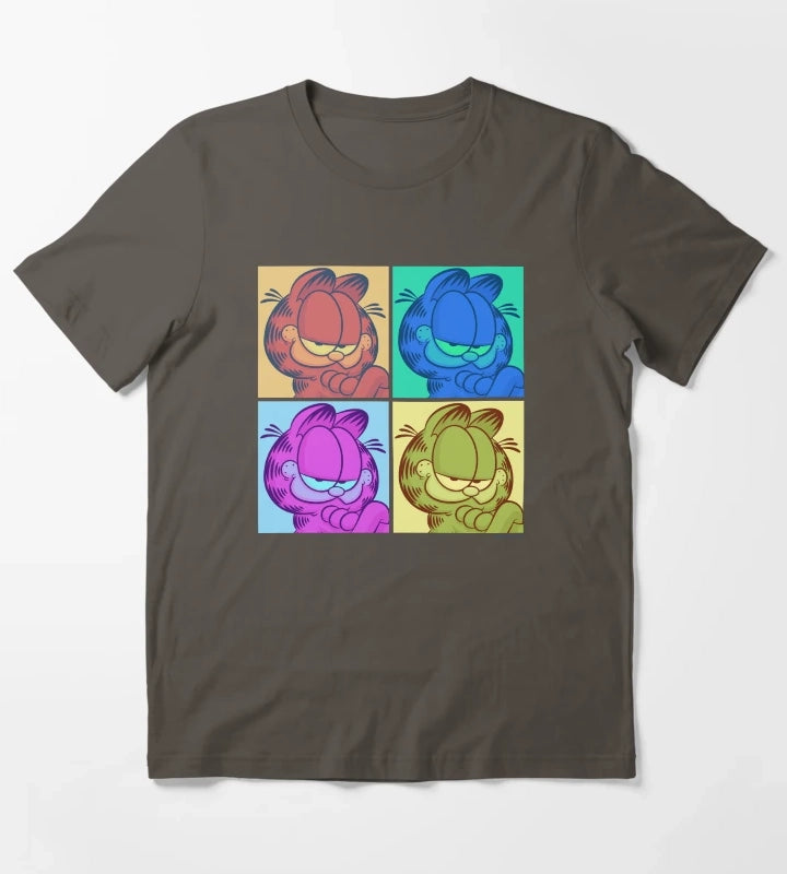 Garfield Pop Color 4 Grid T-Shirt Dark Grey