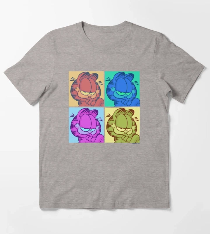 Garfield Pop Color 4 Grid T-Shirt Heather Grey