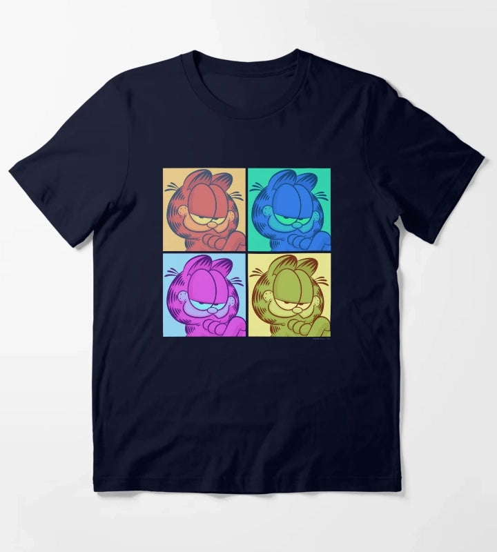 Garfield Pop Color 4 Grid T-Shirt Navy