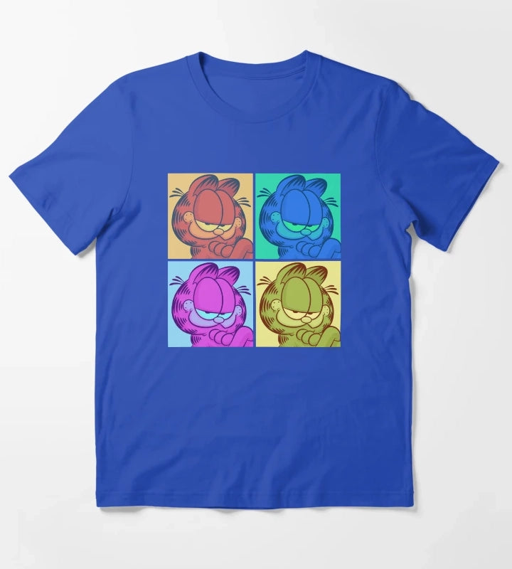 Garfield Pop Color 4 Grid T-Shirt Blue