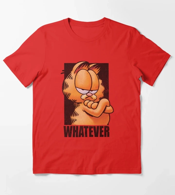 Garfield Whatever Retro Vintage Grumpy Orange Cat Poster T-Shirt Red