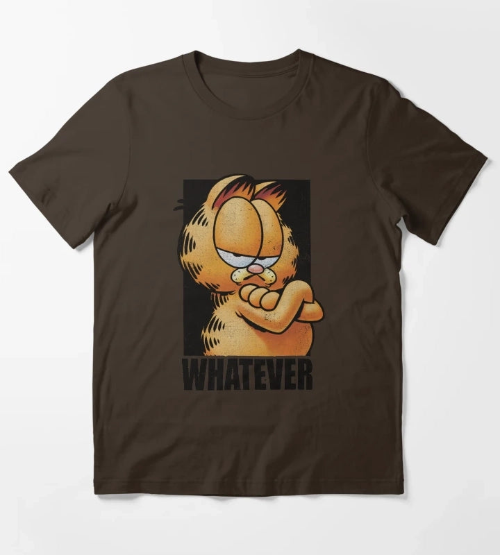 Garfield Whatever Retro Vintage Grumpy Orange Cat Poster T-Shirt Brown