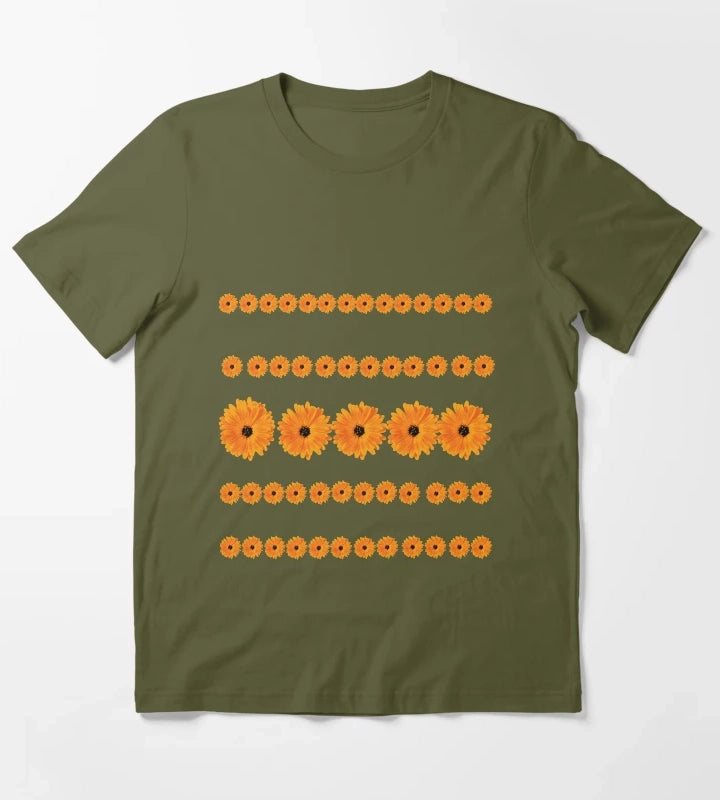 Gerbera Daisy Orange Gerbera Daisy T-Shirt Olive Green
