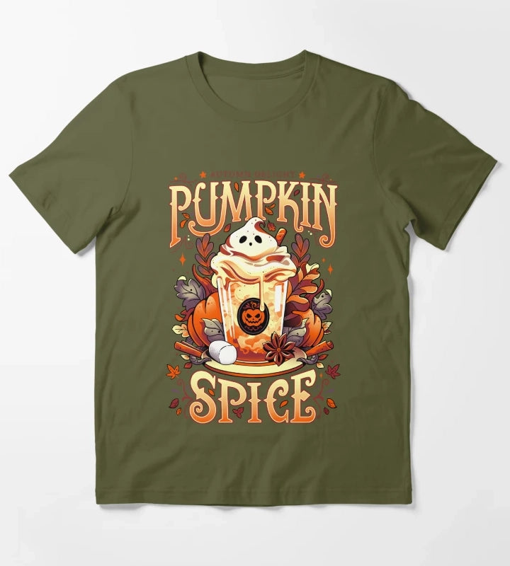Ghostly Pumpkin Spice light version T-Shirt Olive Green