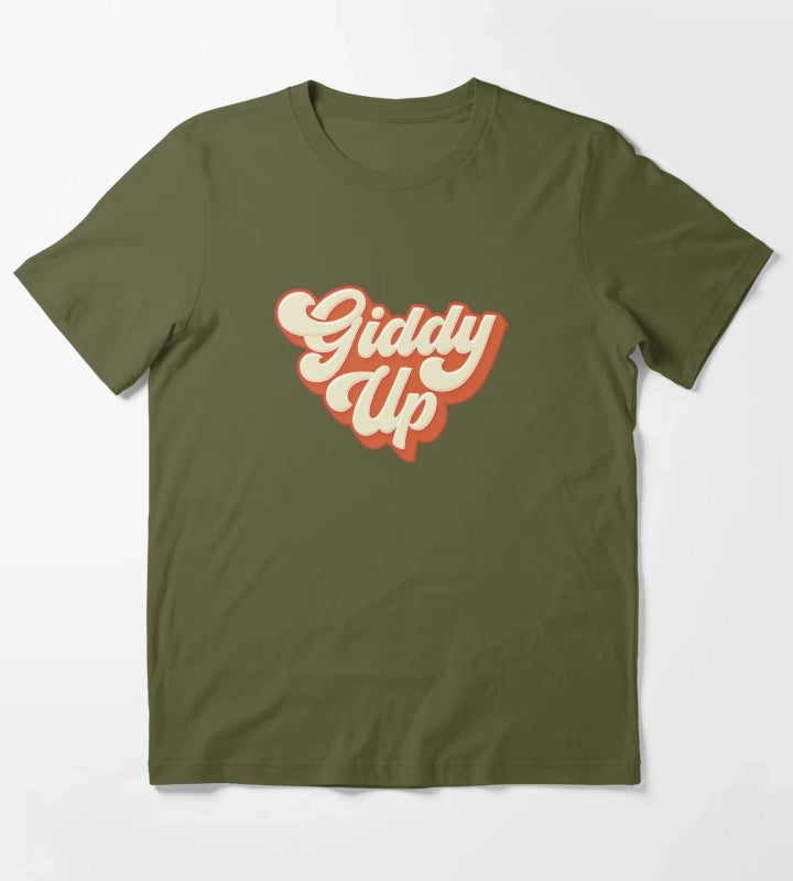 Giddy Up orange T-Shirt Olive Green