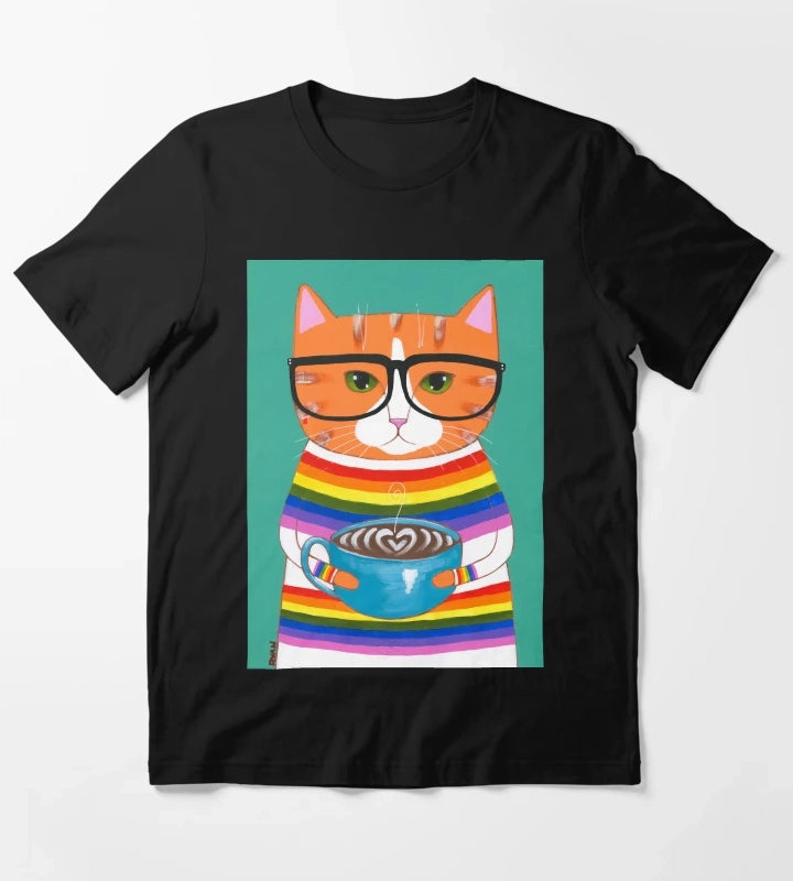 Ginger Rainbow Coffee Cat T-Shirt