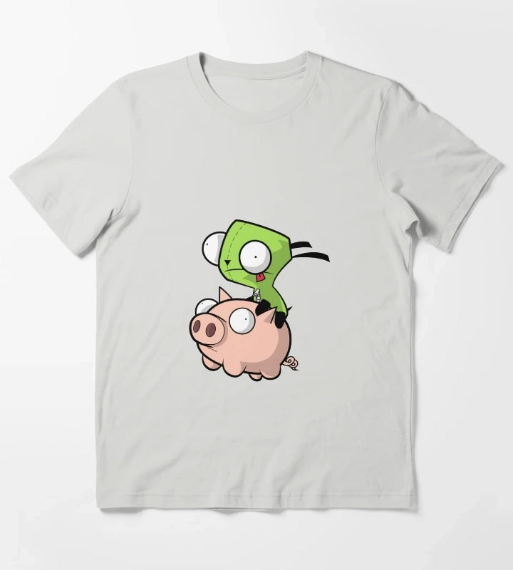 Gir Flying on Piggy T-Shirt Light Grey