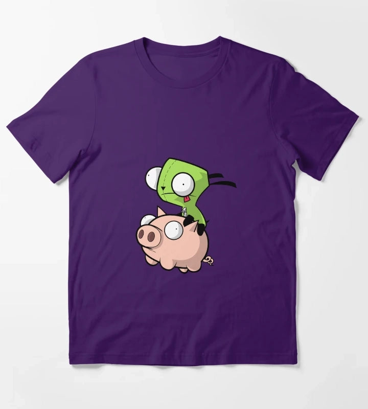 Gir Flying on Piggy T-Shirt Purple