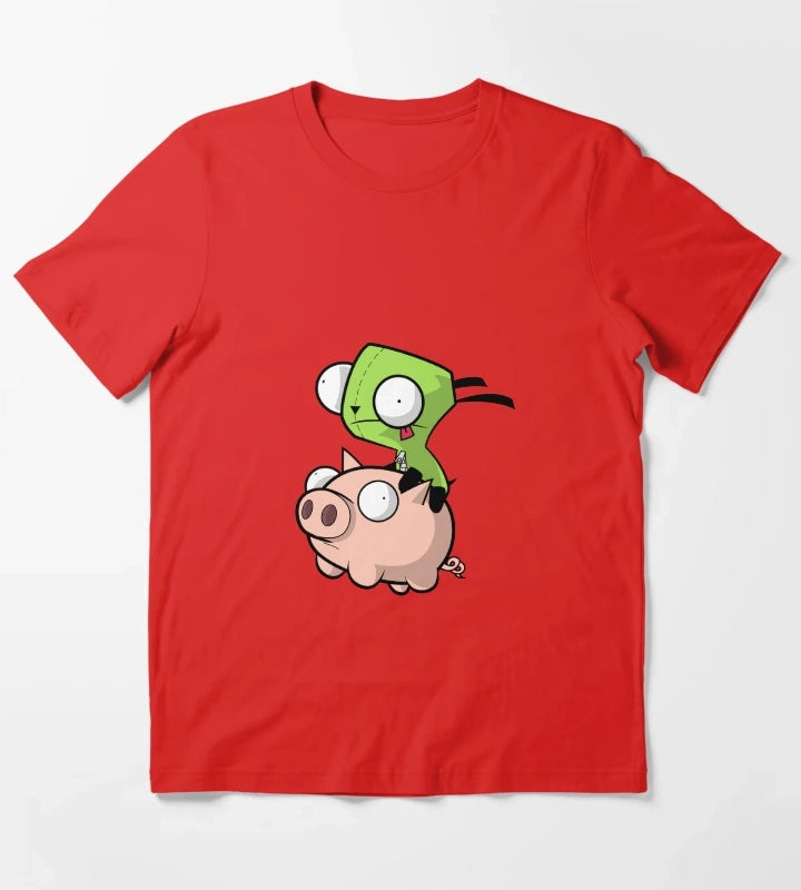 Gir Flying on Piggy T-Shirt Red