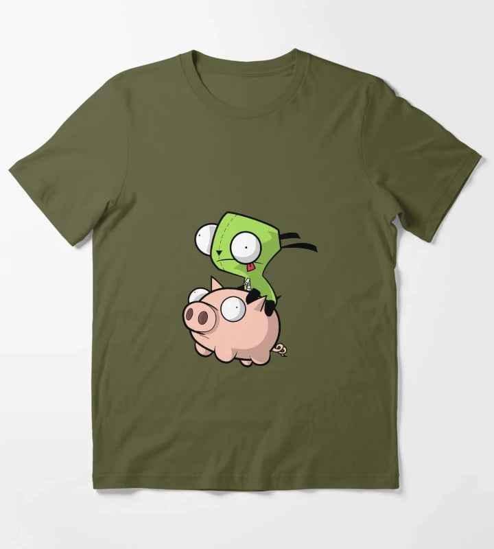 Gir Flying on Piggy T-Shirt Olive Green