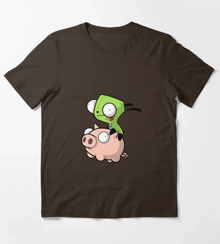 Gir Flying on Piggy T-Shirt Brown