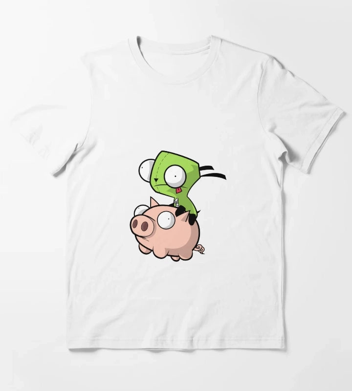 Gir Flying on Piggy T-Shirt White