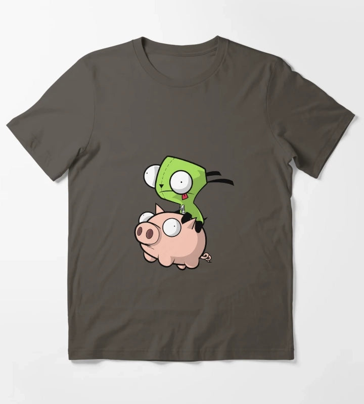 Gir Flying on Piggy T-Shirt Dark Grey