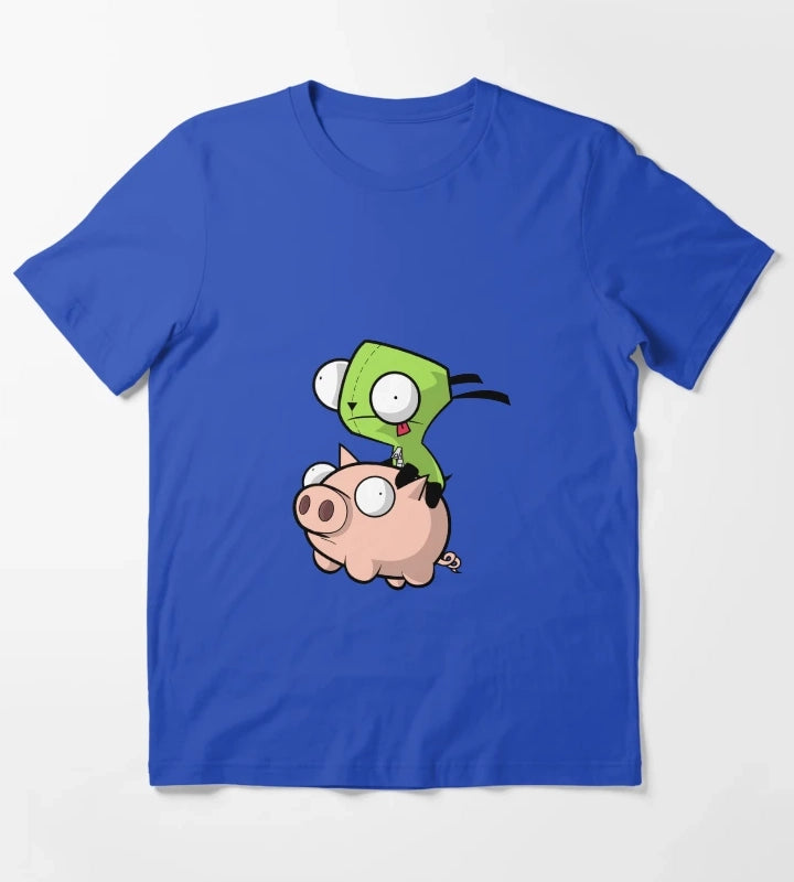 Gir Flying on Piggy T-Shirt Blue