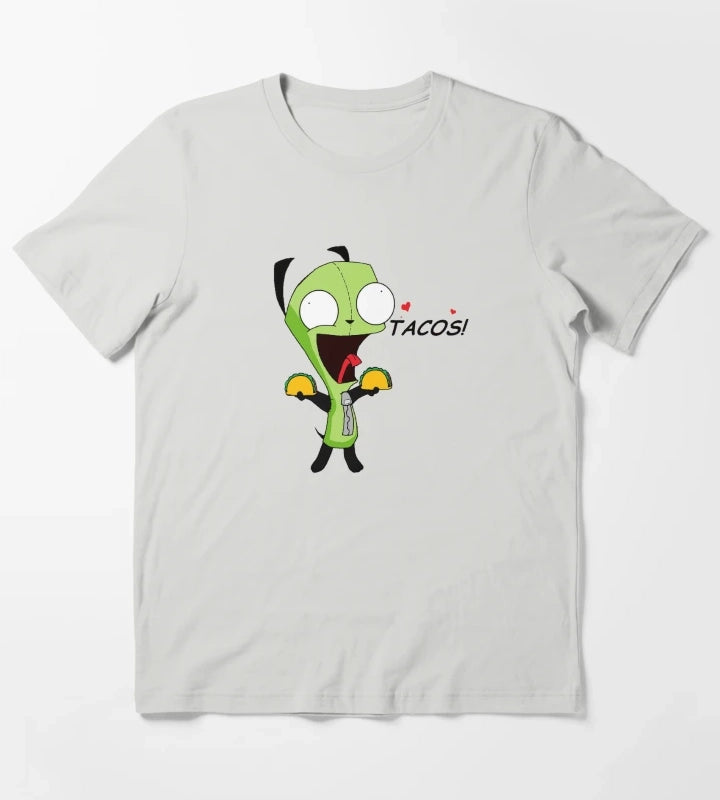 Gir Loves Tacos Invader Zim T-Shirt Light Grey