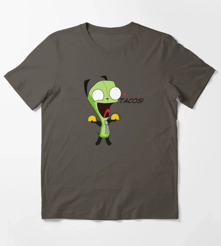 Gir Loves Tacos Invader Zim T-Shirt Dark Grey