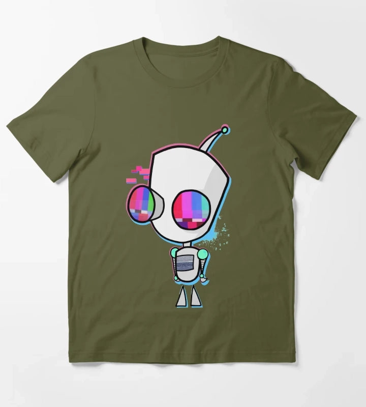 Glitched Gir T-Shirt Olive Green
