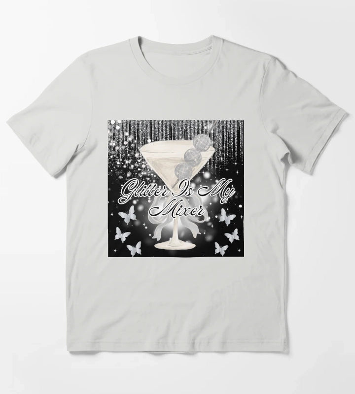 Glitter quote martini T-Shirt Light Grey
