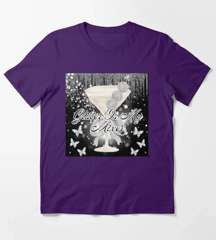 Glitter quote martini T-Shirt Purple