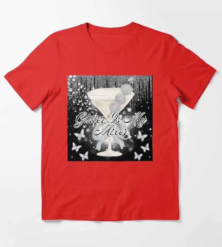 Glitter quote martini T-Shirt Red