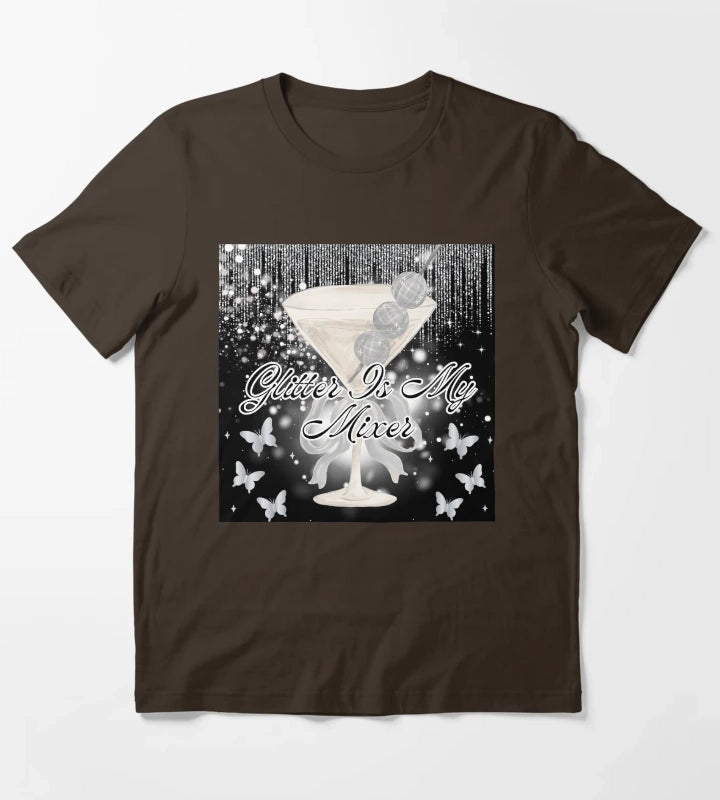 Glitter quote martini T-Shirt Brown