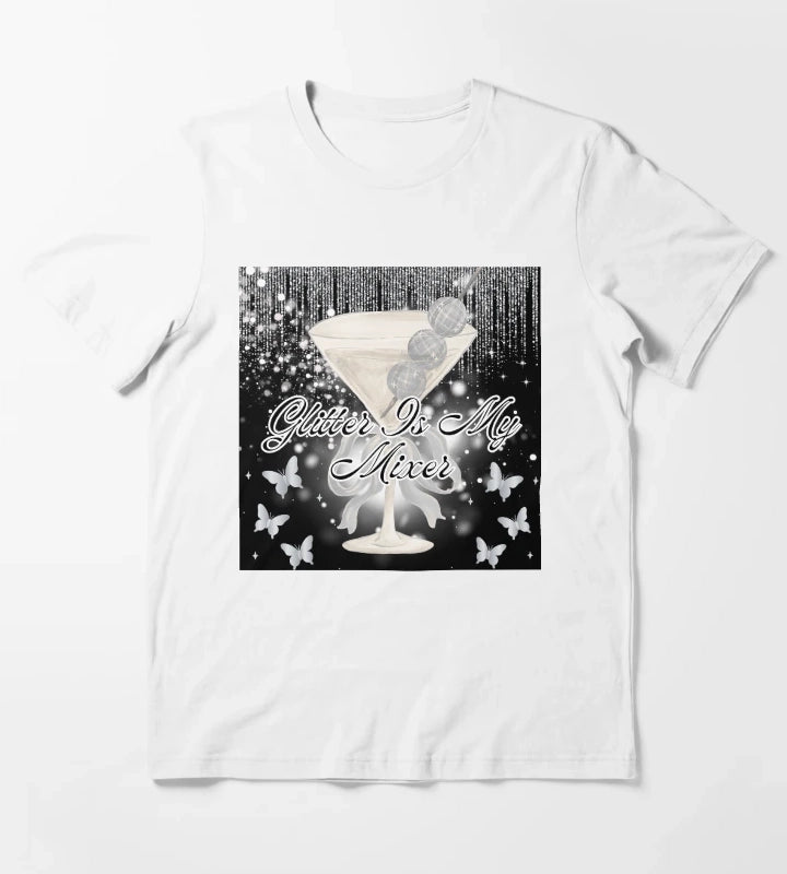Glitter quote martini T-Shirt White