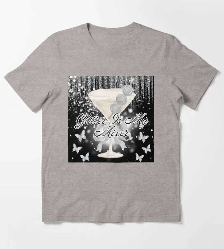 Glitter quote martini T-Shirt Heather Grey