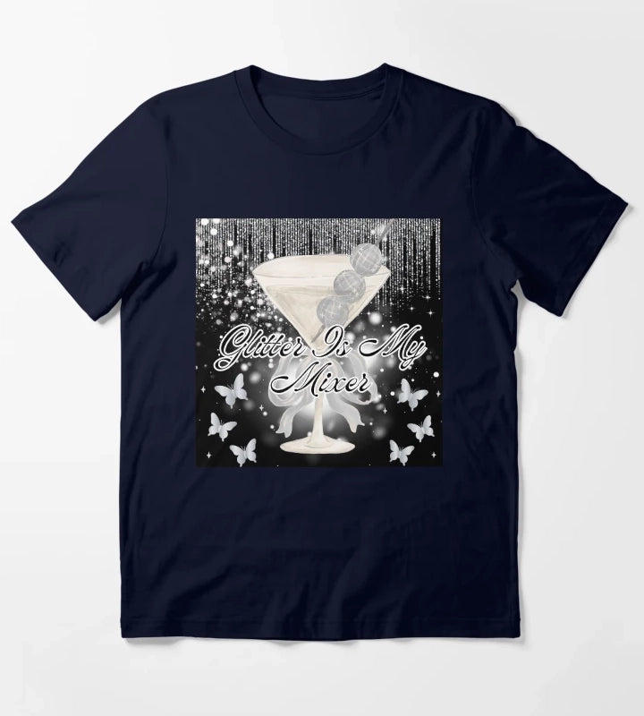 Glitter quote martini T-Shirt Navy