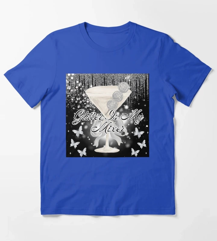 Glitter quote martini T-Shirt Blue