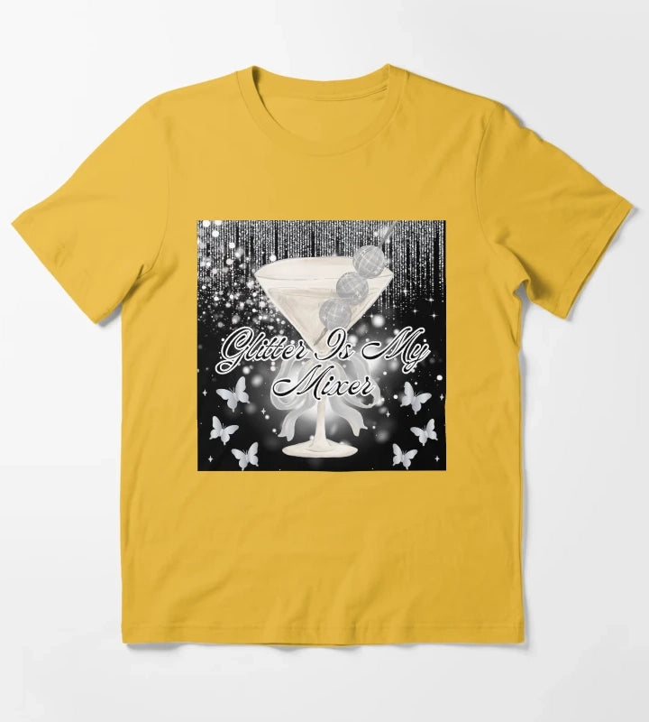 Glitter quote martini T-Shirt Yellow