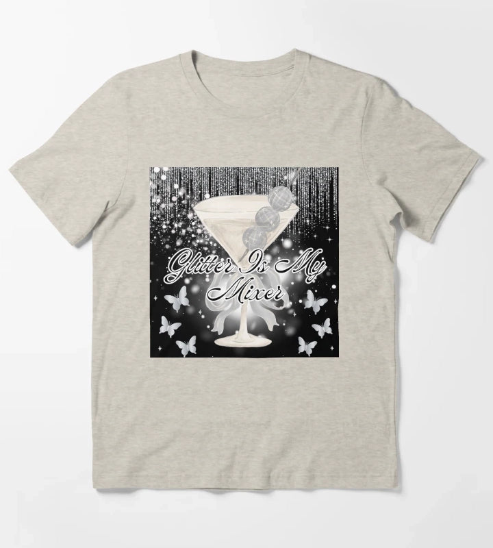 Glitter quote martini T-Shirt Cream