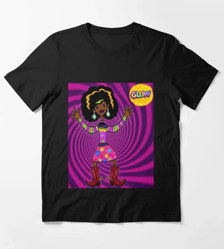 Glowing Psychedelic Afro Cowgirl T-Shirt
