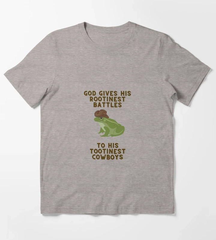 God Gives His Rootinest Battles T-Shirt Heather Grey