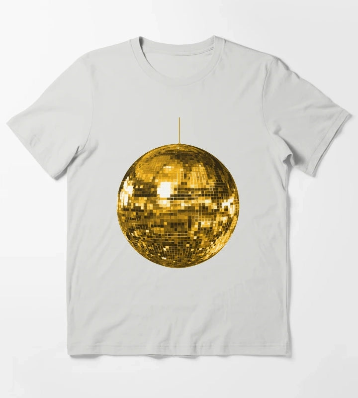 Gold Yellow Disco Ball T-Shirt Light Grey