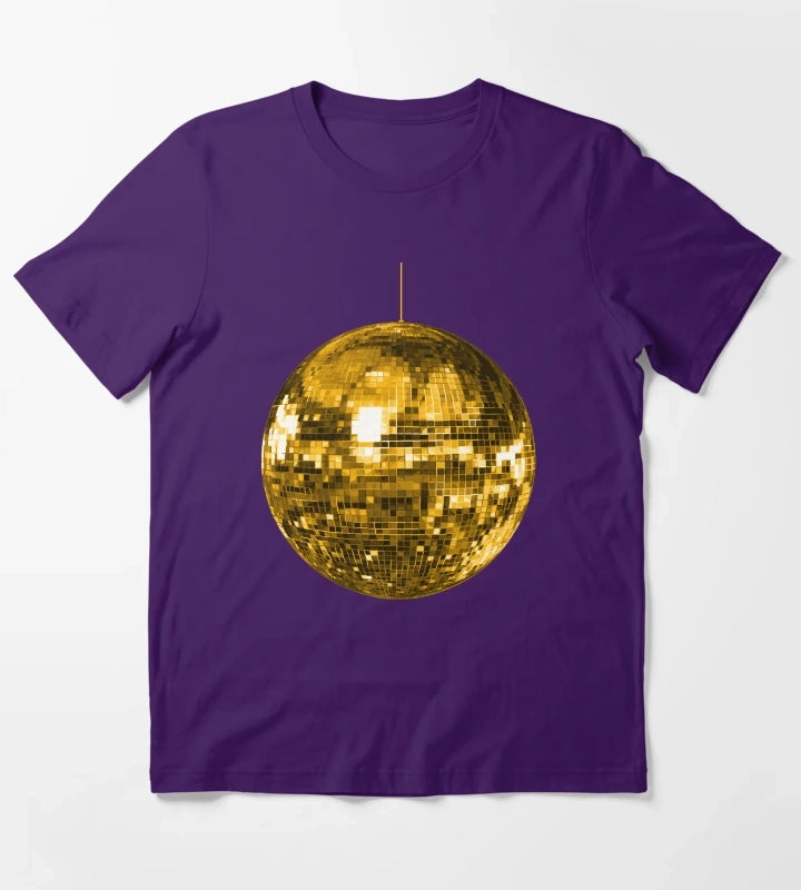 Gold Yellow Disco Ball T-Shirt Purple