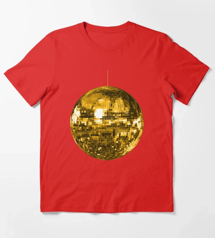 Gold Yellow Disco Ball T-Shirt Red